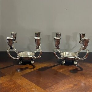 Vintage Towle Silver Plated Candelabra Set of 2 missing center glass globes